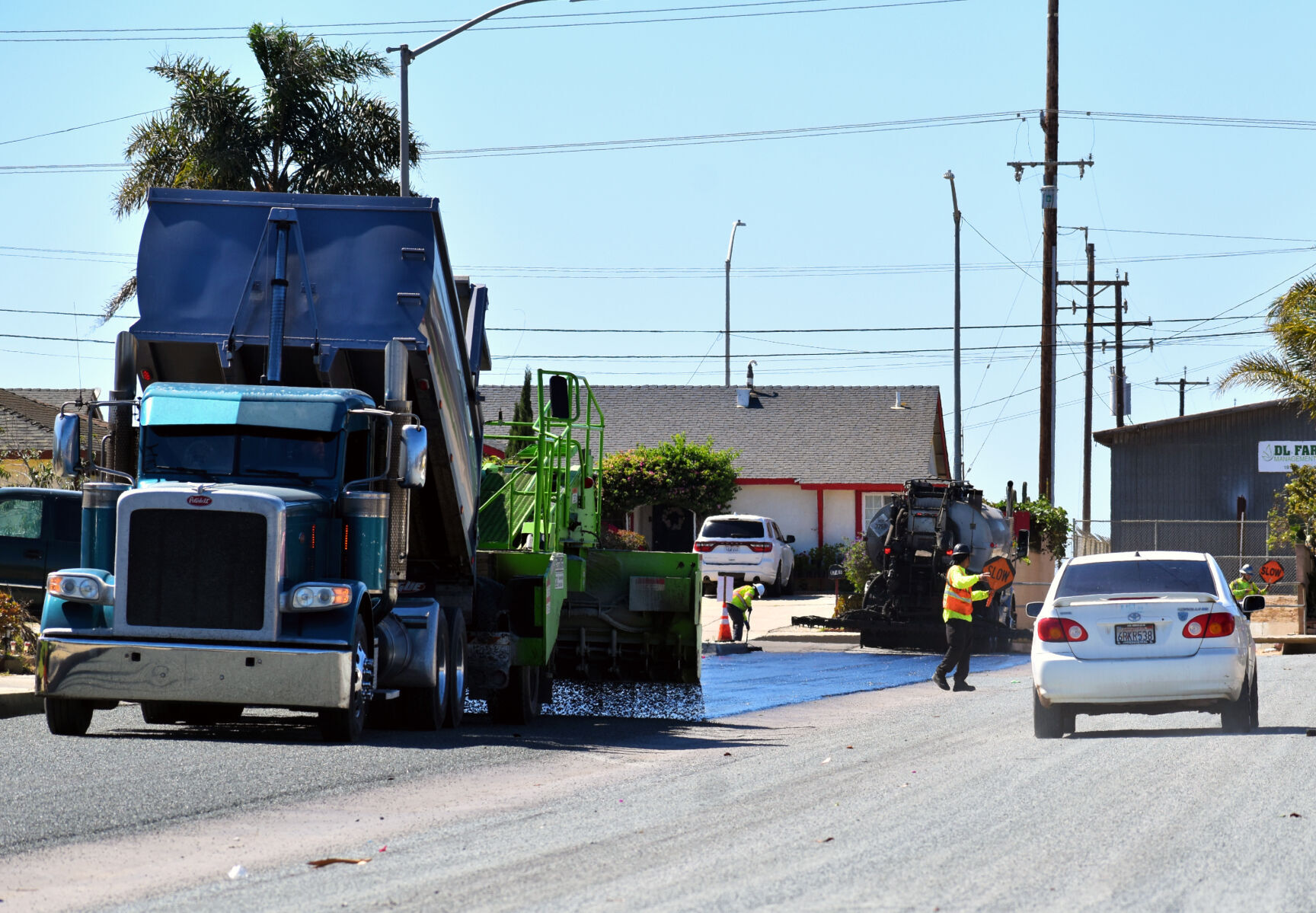 Construction continues through Creston St. in Santa Maria Thursday.